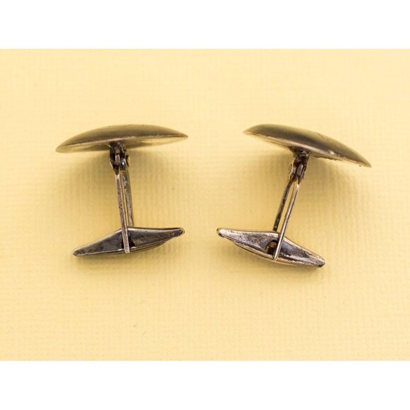 Vintage Mid Century Black Sterling Silver Cuff Links i15 - Picture 2 of 4